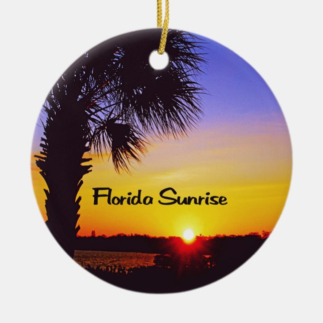 Sunrise and Sunset photos Ceramic Tree Decoration (Front)