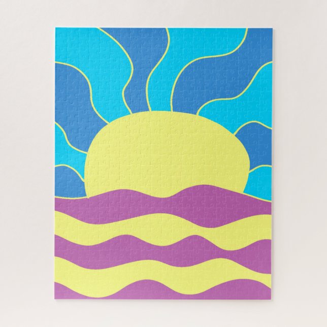 Sunrise and Waves Abstract Art Jigsaw Puzzle (Vertical)
