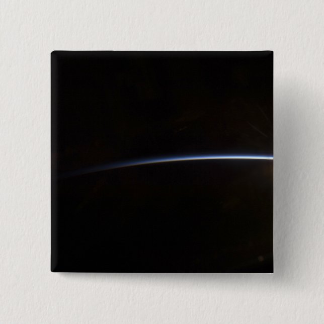 Sunrise as viewed in space 15 cm square badge (Front)