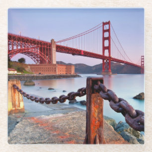 Sunrise At Fort Point Glass Coaster