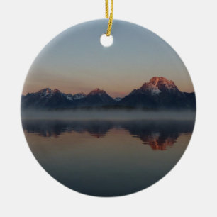 Sunrise at Jackson Dam Grand Teton National Park Ceramic Tree Decoration