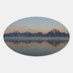 Sunrise at Jackson Dam Grand Teton National Park Oval Sticker