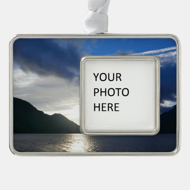 Sunrise at Lake Crescent Silver Plated Framed Ornament (Front)