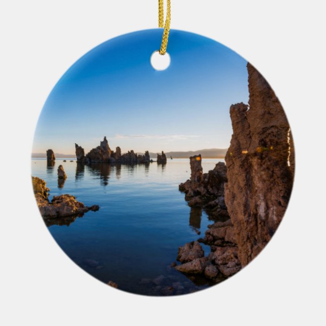 Sunrise at Mono lake, California Ceramic Tree Decoration (Front)