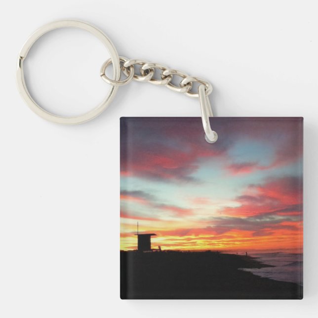Sunrise at Newport Beach, CA Key Ring (Front)