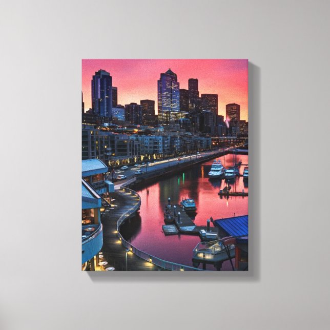 Sunrise at pier 66 looking down on bell harbour canvas print (Front)