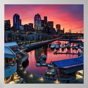 Sunrise at pier 66 looking down on bell harbour poster