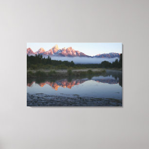 Sunrise at Schwabacker Landing at Grand Teton Canvas Print