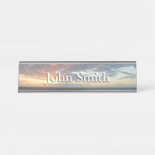 Sunrise at Sea I Pastel Seascape Desk Name Plate