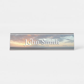 Sunrise at Sea I Pastel Seascape Desk Name Plate