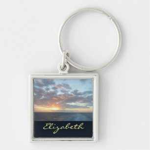 Sunrise at Sea I Pastel Seascape Key Ring