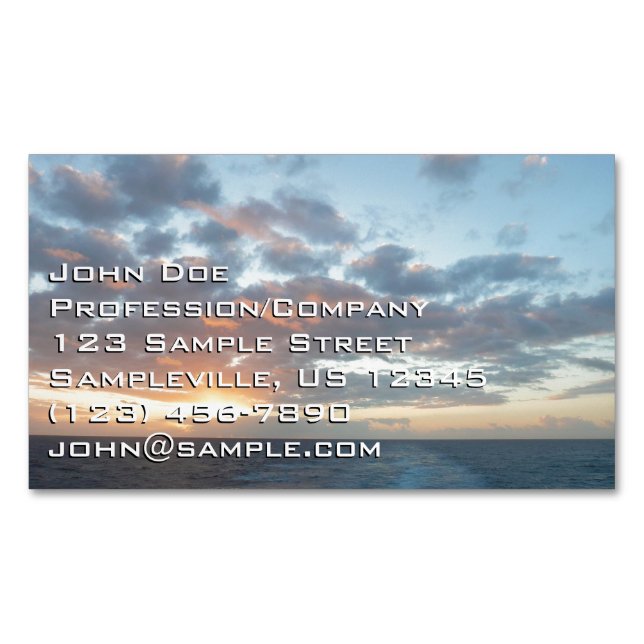 Sunrise at Sea I Pastel Seascape Magnetic Business Card (Front)