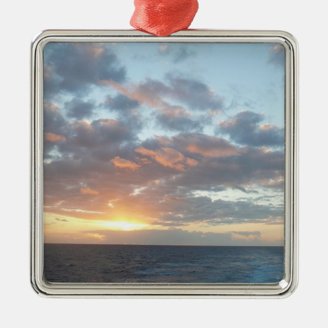Sunrise at Sea I Pastel Seascape Metal Tree Decoration (Front)