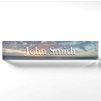 Sunrise at Sea I Pastel Seascape Nameplate