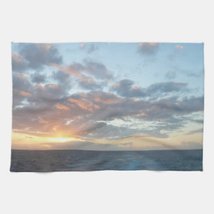 Sunrise at Sea I Pastel Seascape Tea Towel
