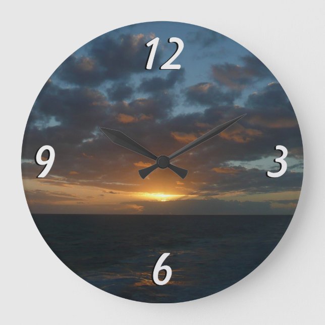 Sunrise at Sea II Ocean Seascape Large Clock (Front)