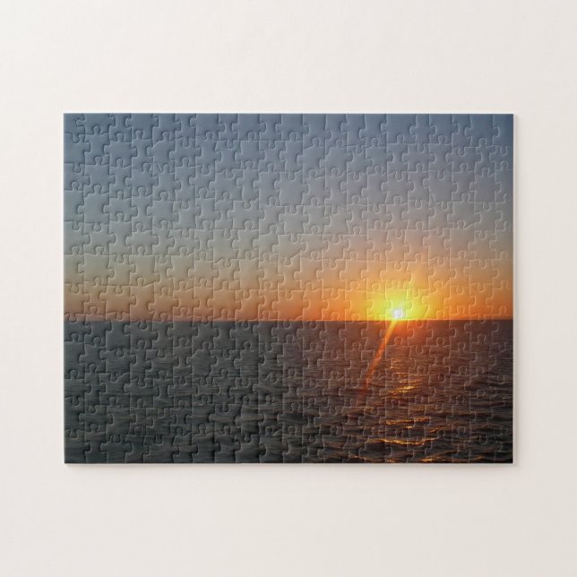 Sunrise at Sea III Ocean Horizon Seascape Jigsaw Puzzle (Horizontal)
