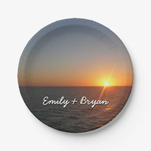 Sunrise at Sea III Ocean Horizon Seascape Paper Plate
