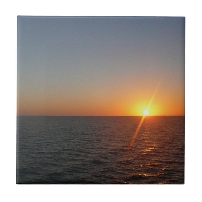 Sunrise at Sea III Ocean Horizon Seascape Tile (Front)
