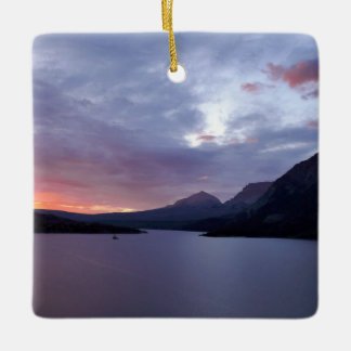 Sunrise at St. Mary Lake Ceramic Ornament