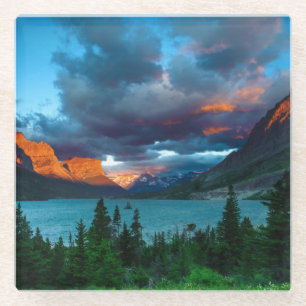 SunRise at St. Mary Lake Glass Coaster