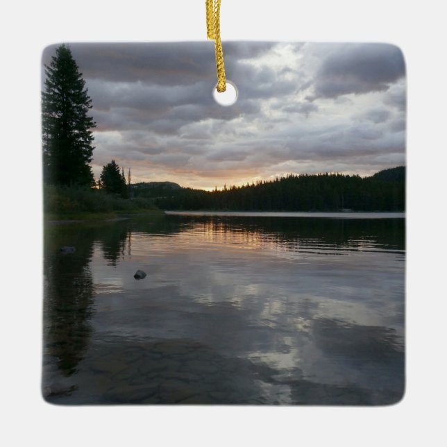 Sunrise at Swiftcurrent Lake II Ceramic Ornament (Front)