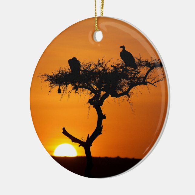 Sunrise at the Masai Mara, Kenya Ceramic Tree Decoration (Left)