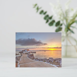 Sunrise at the small church Agios Isidoros Chios Postcard