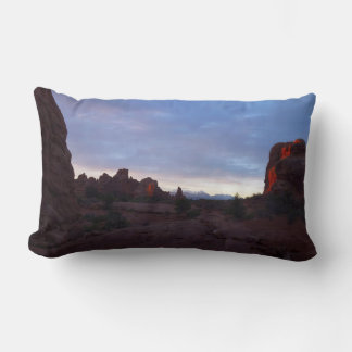Sunrise at the Windows Trail in Arches Lumbar Cushion