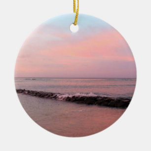 Sunrise at Waikiki Beach Ceramic Tree Decoration