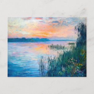 Sunrise Autumn River Reflections Holiday Postcard