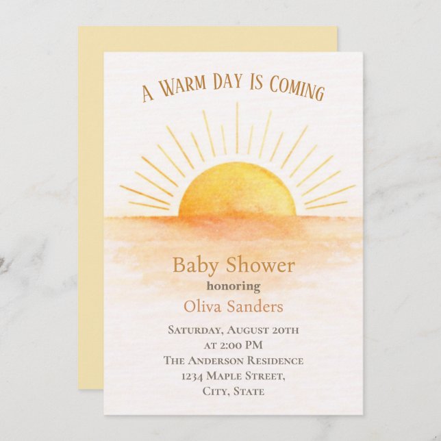 Sunrise Baby Shower Modern Invitation (Front/Back)