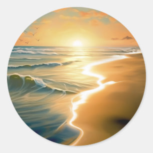Sunrise Beach Round Sticker