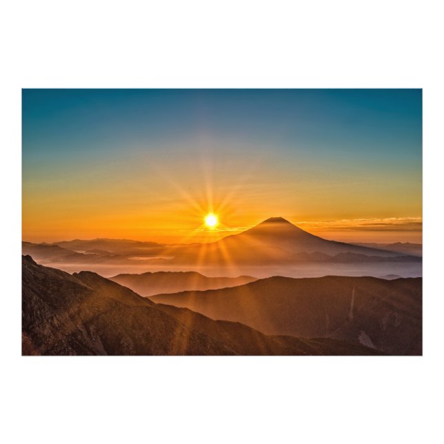 Sunrise between the hills photo print (Front)