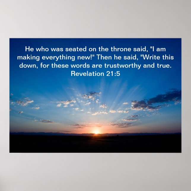 Sunrise bible verse Revelation 21:5 Poster (Front)