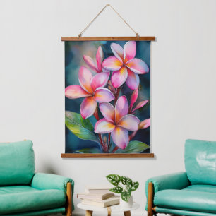 Sunrise Blush Plumeria Wall Hanging Tapestry