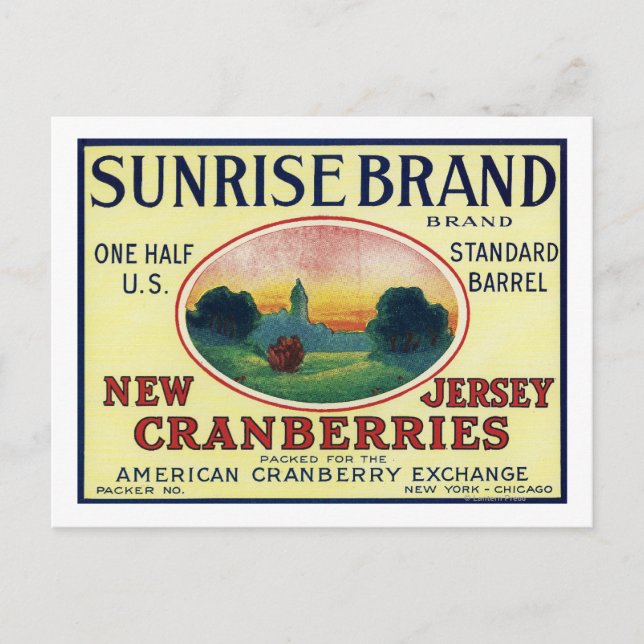 Sunrise Brand Cranberry Label Postcard (Front)