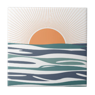 Sunrise by the sea tile