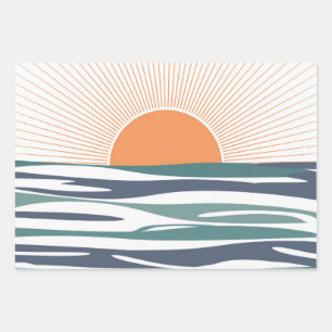 Sunrise by the sea wrapping paper sheet