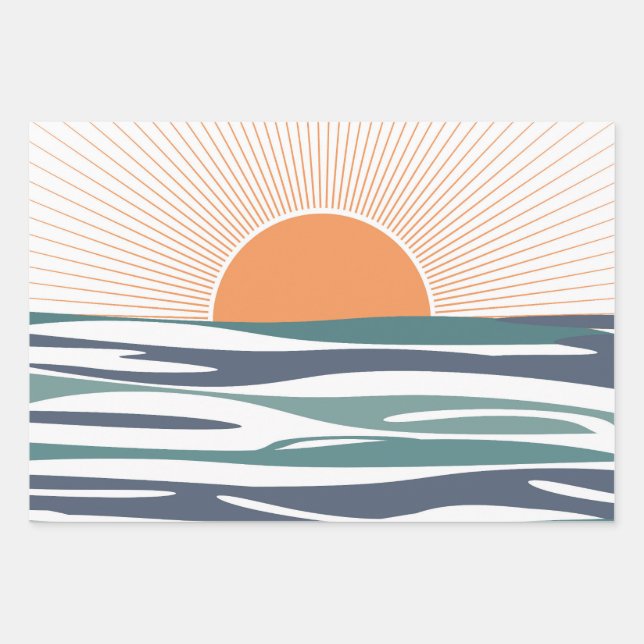 Sunrise by the sea wrapping paper sheet (Front)