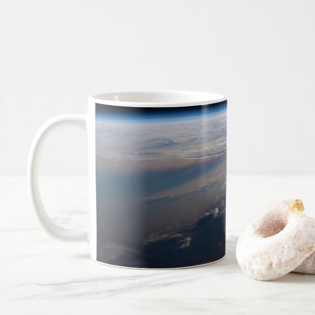 Sunrise Casts Long Shadows Over Philippine Sea Coffee Mug (With Donut)