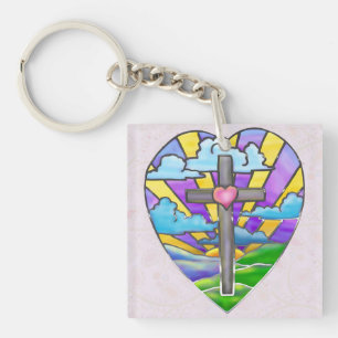 Sunrise Catholic Folk Art Easter Key Ring