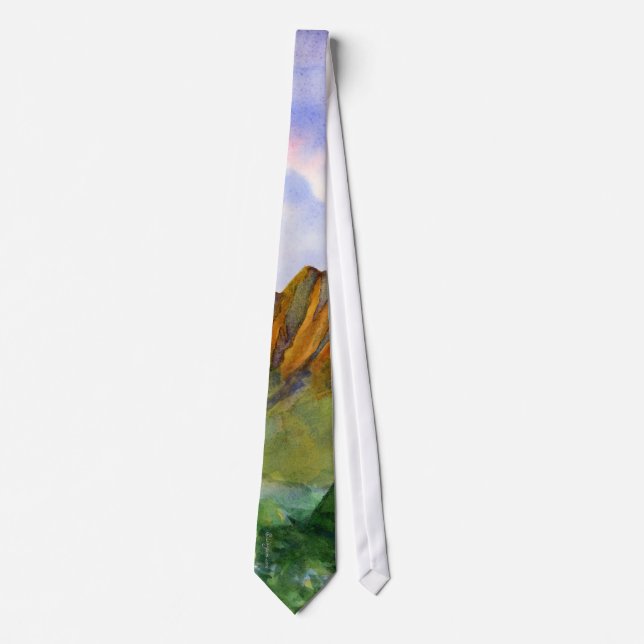 Sunrise Cliffs Kauai Hawaii Watercolor Neck Tie (Front)
