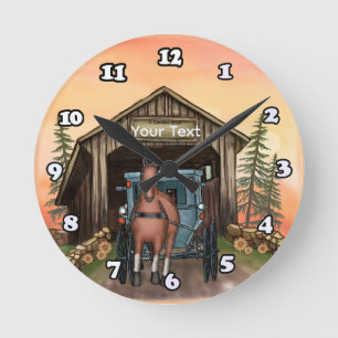 Sunrise Covered Bridge Round Clock