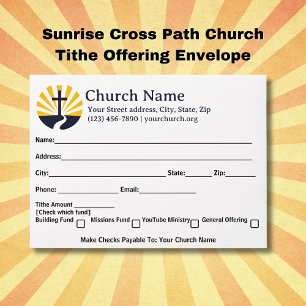 Sunrise Cross Path Church Tithe Offering Envelope