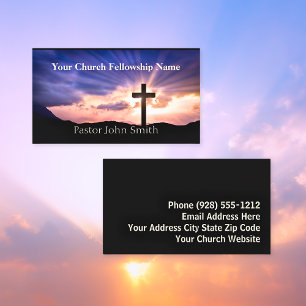 Sunrise Cross Purple Church Pastor Business Cards