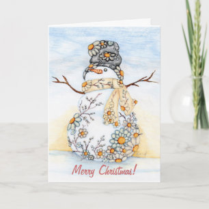 Sunrise Daisy Snowman Holiday Card