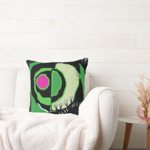 Sunrise Ethnic Circle - Green Black Pink Cushion