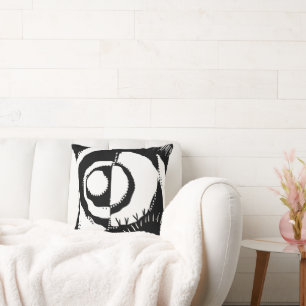 Sunrise Ethnic Circle - White Black Cushion