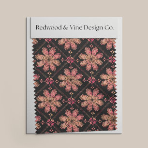 Sunrise Exotic Lotus Flower Watercolor Black Fabric